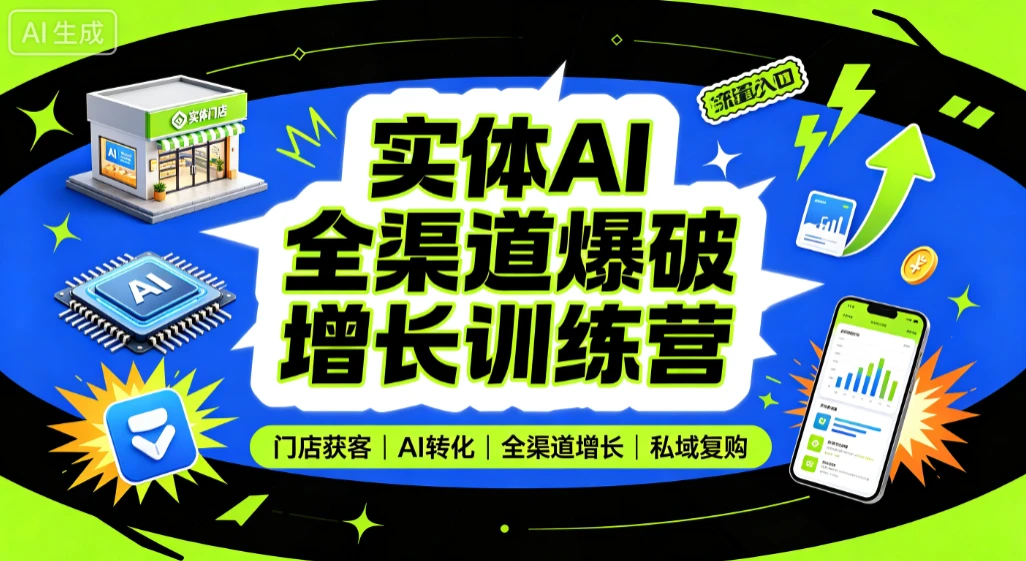 【精】实体AI全渠道爆破增长训练营，门店获客、AI转化、全渠道增长、私域复购-归山创客