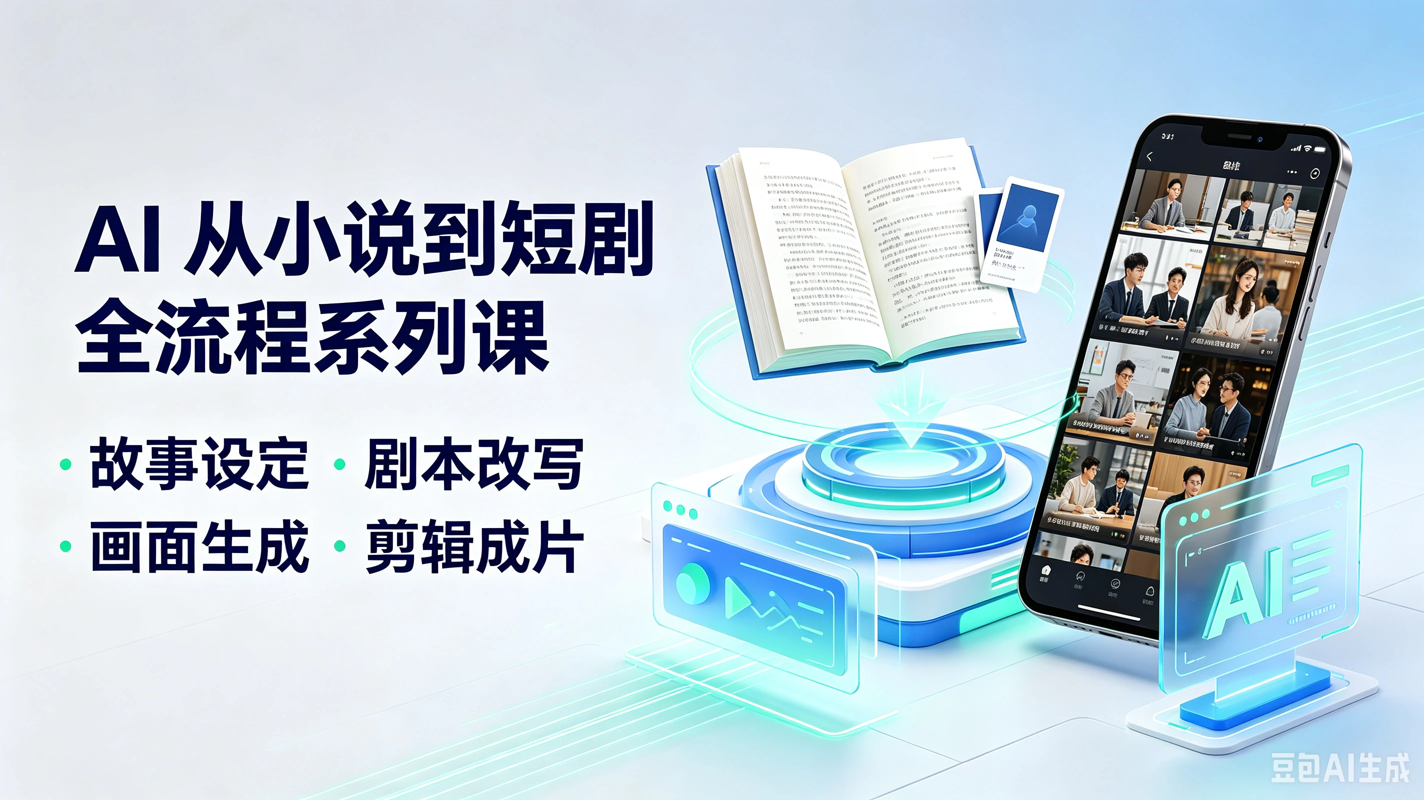 【精】AI从小说到短剧全流程系列课，故事设定·剧本改写、画面生成·剪辑成片-归山创客