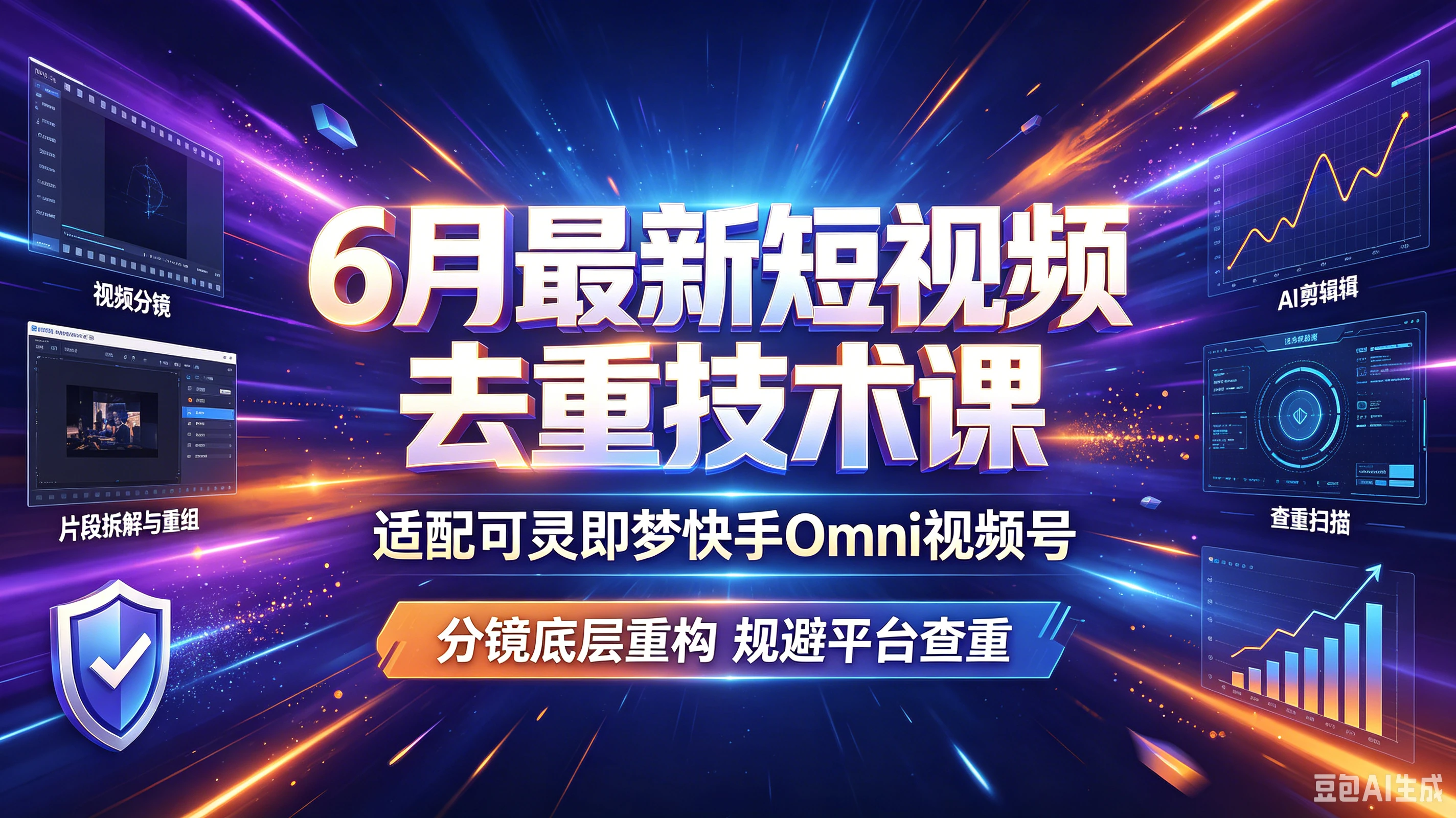 6月最新短视频去重技术课，适配可灵即梦快手Omni视频号，分镜底层重构规避平台查重-归山创客
