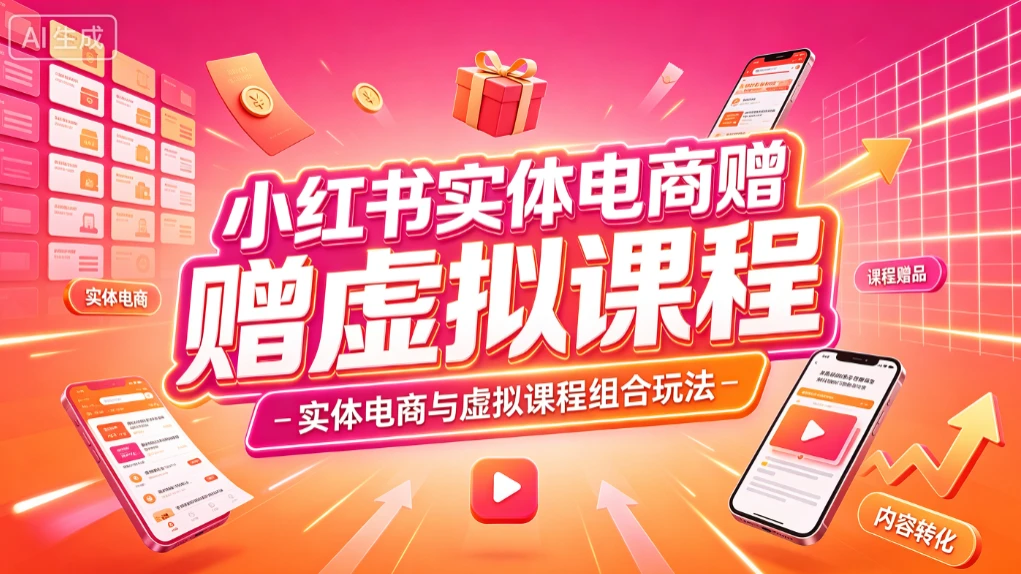 【精】小红书实体电商，实体电商增长玩法 搭配虚拟课程权益（赠虚拟课程）-归山创客
