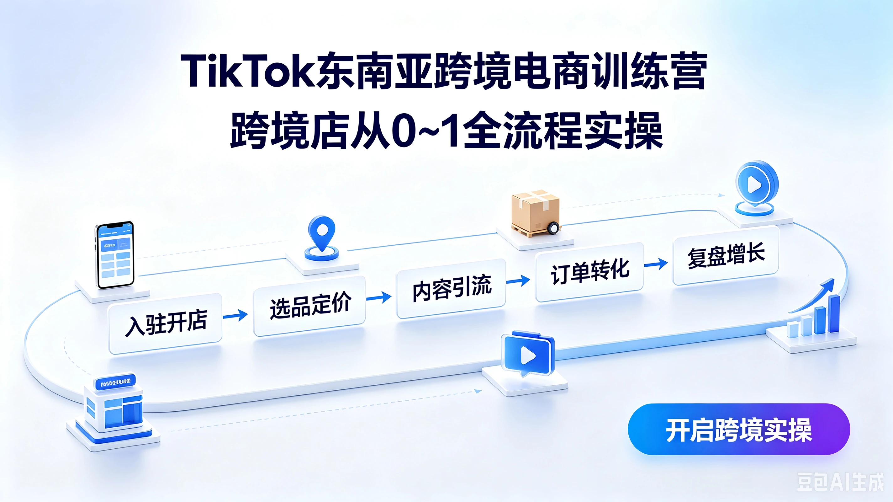 【精】TikTok东南亚跨境电商训练营跨境店从0~1全流程实操，复盘增长、订单转化、内容引流、选品定价、入驻开店-归山创客