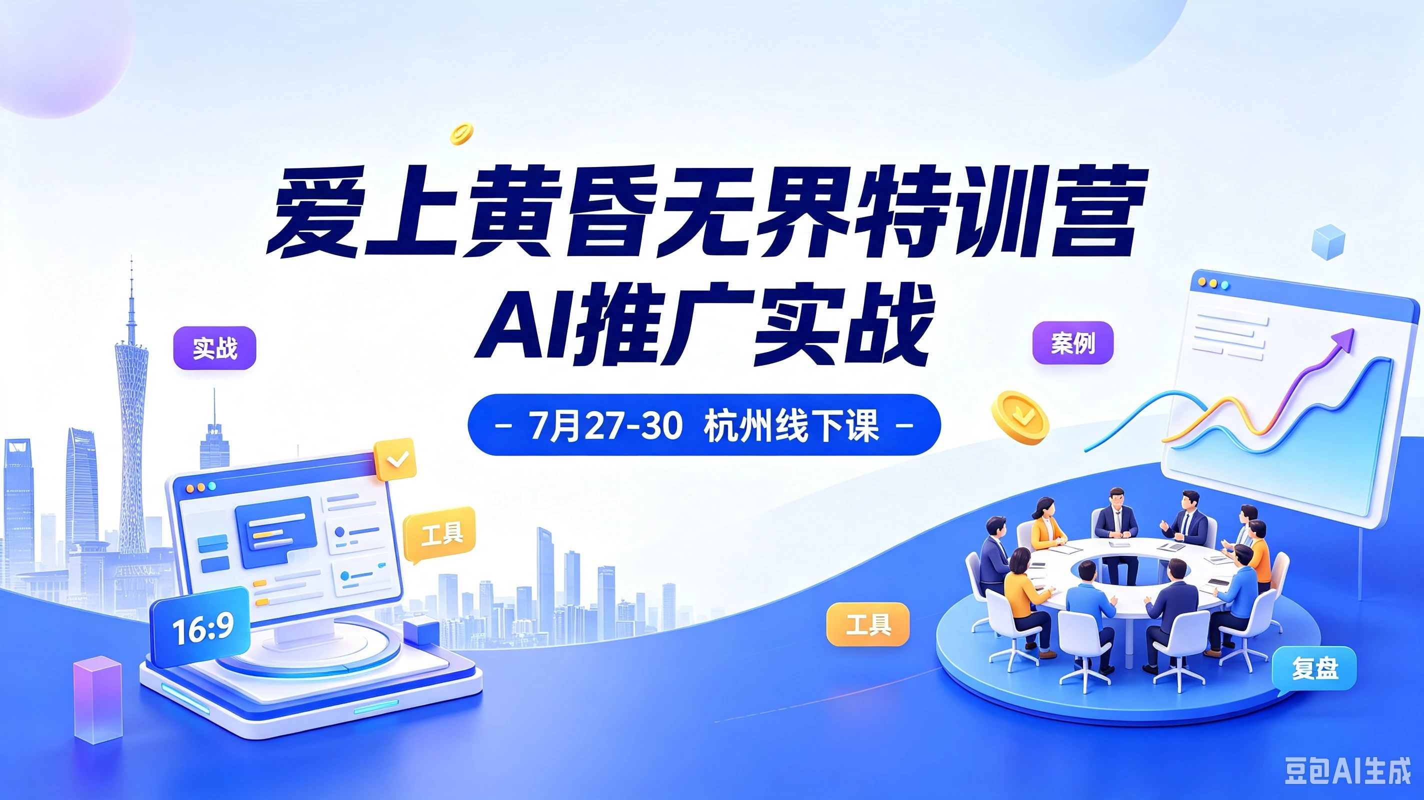 【精】爱上黄昏无界特训营AI推广实战7月27-30杭州线下课，淘宝天猫AI推广、直通车人群、全套PPT SOP思维导图资料包-归山创客