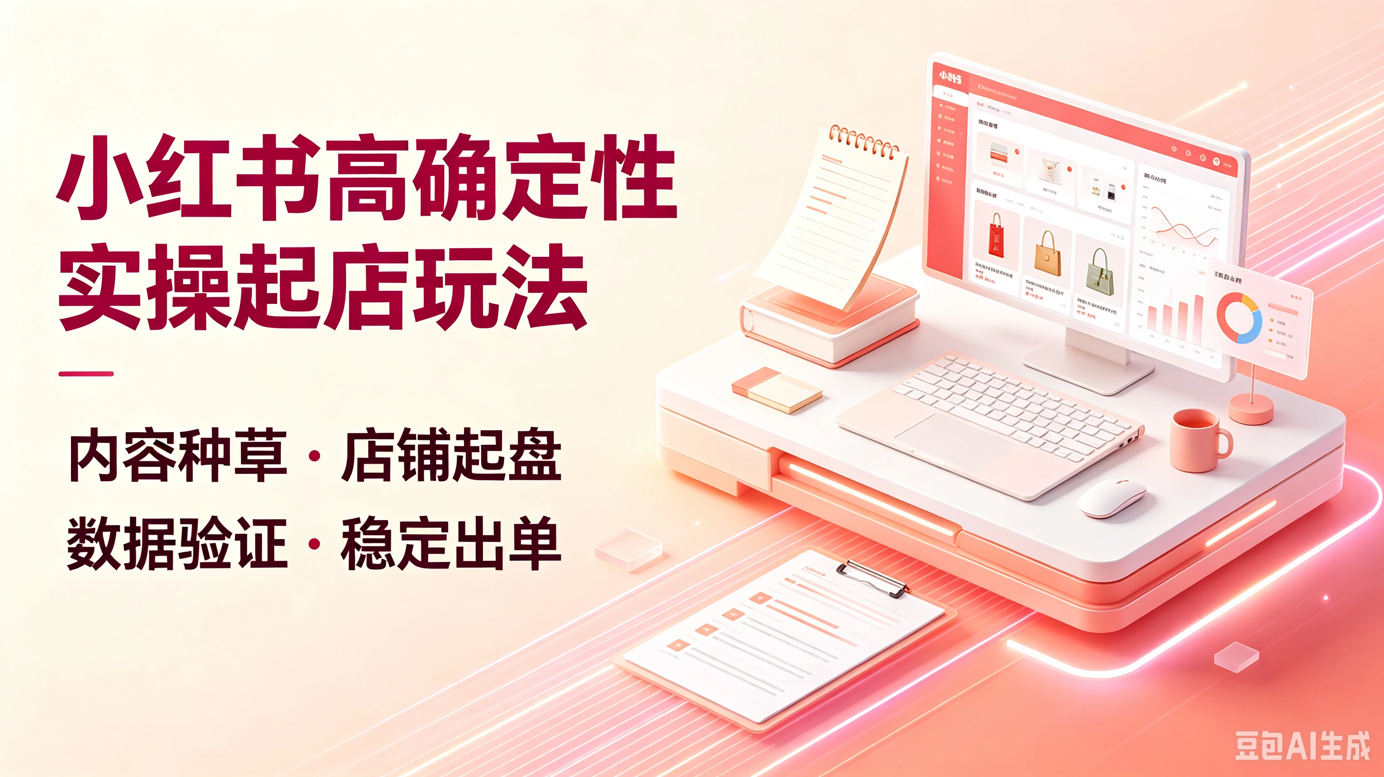 【精】小红书高确定性实操起店玩法，内容种草·店铺起盘、数据验证·稳定出单-归山创客