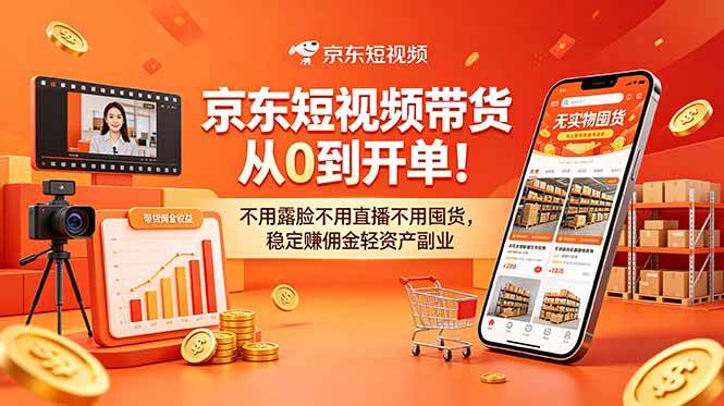 京东短视频带货从0到开单！不用露脸不用直播不用囤货，稳定赚佣金轻资产副业-归山创客