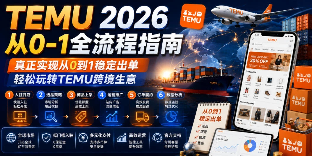 【精】TEMU 2026从0-1全流程指南，真正实现从0到1稳定出单，轻松玩转TEMU跨境生意-归山创客